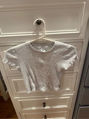 Tna Gray Ribbed Crop Tee